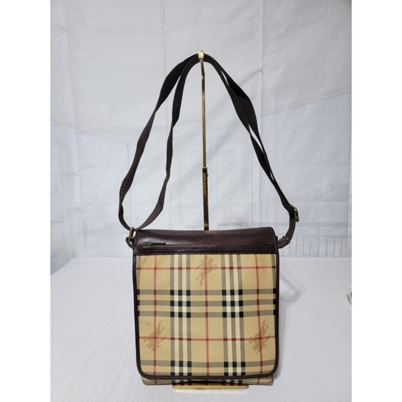 Authentic Burberry Haymarket Check Flap Crossbody Bag - Picture 1 of 14